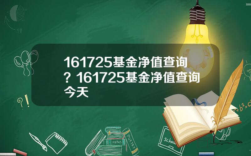 161725基金净值查询？161725基金净值查询今天