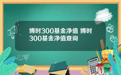 博时300基金净值 博时300基金净值查询