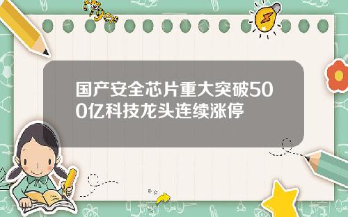 国产安全芯片重大突破500亿科技龙头连续涨停