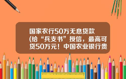 国家农行50万无息贷款 (给“兵支书”授信，最高可贷50万元！中国农业银行贵州分行首批“兵支书e贷”在安顺首发)