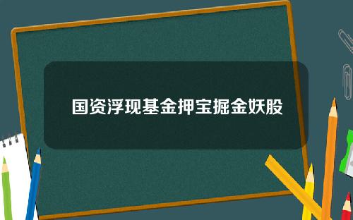 国资浮现基金押宝掘金妖股