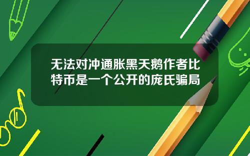 无法对冲通胀黑天鹅作者比特币是一个公开的庞氏骗局