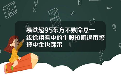 暴跌超95东方不败命悬一线徐翔看中的牛股拉响退市警报中金也踩雷