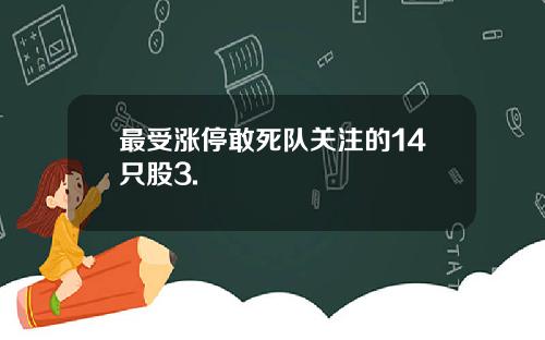 最受涨停敢死队关注的14只股3.