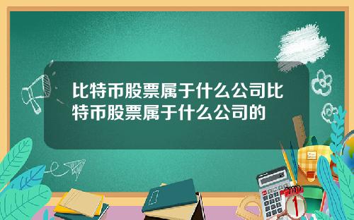 比特币股票属于什么公司比特币股票属于什么公司的