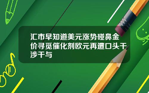 汇市早知道美元涨势碰鼻金价寻觅催化剂欧元再遭口头干涉干与