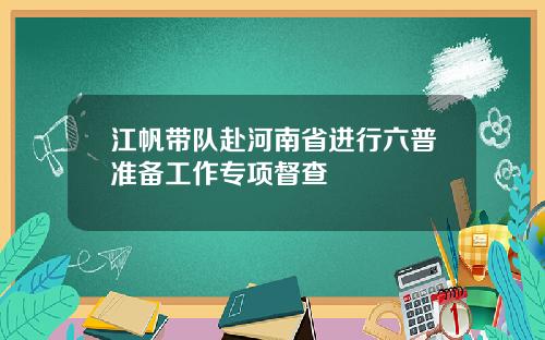 江帆带队赴河南省进行六普准备工作专项督查