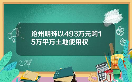 沧州明珠以493万元购15万平方土地使用权