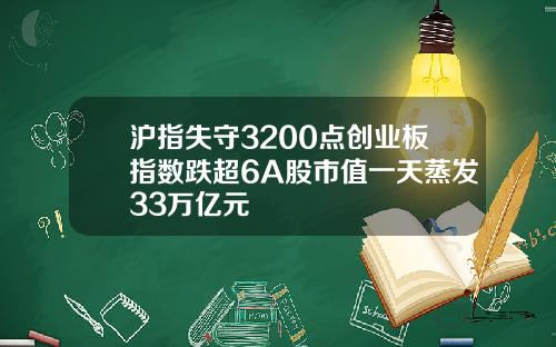 沪指失守3200点创业板指数跌超6A股市值一天蒸发33万亿元