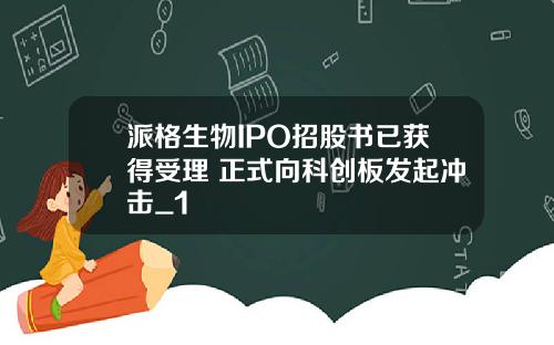 派格生物IPO招股书已获得受理 正式向科创板发起冲击_1