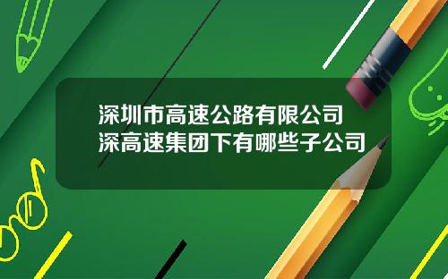 深圳市高速公路有限公司 深高速集团下有哪些子公司