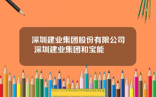 深圳建业集团股份有限公司 深圳建业集团和宝能