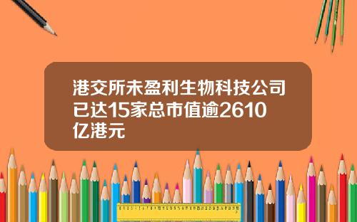 港交所未盈利生物科技公司已达15家总市值逾2610亿港元