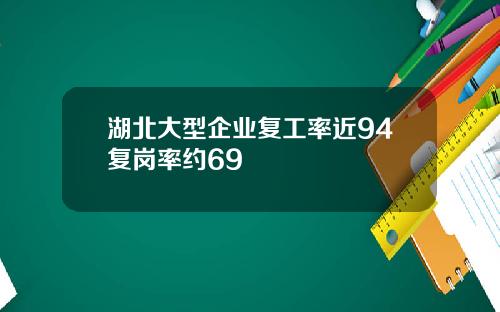 湖北大型企业复工率近94复岗率约69