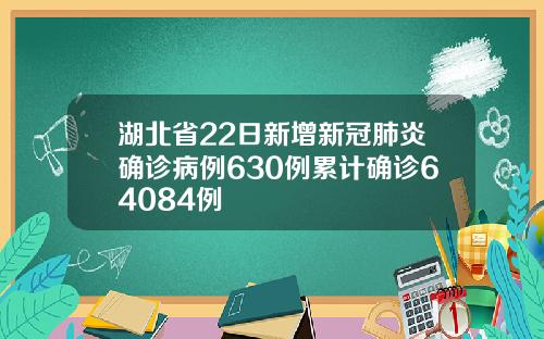 湖北省22日新增新冠肺炎确诊病例630例累计确诊64084例