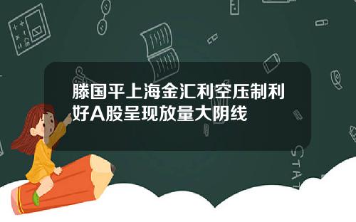 滕国平上海金汇利空压制利好A股呈现放量大阴线