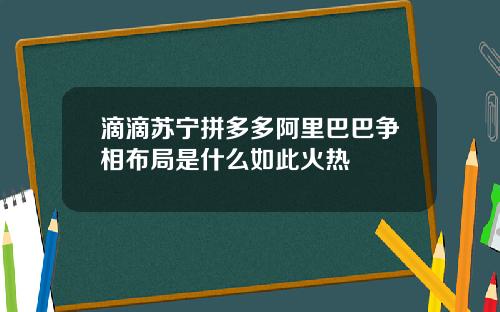 滴滴苏宁拼多多阿里巴巴争相布局是什么如此火热