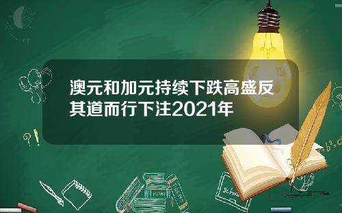 澳元和加元持续下跌高盛反其道而行下注2021年