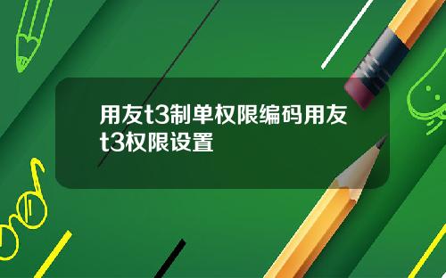 用友t3制单权限编码用友t3权限设置