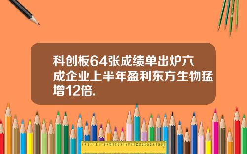 科创板64张成绩单出炉六成企业上半年盈利东方生物猛增12倍.