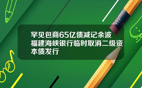 罕见包商65亿债减记余波福建海峡银行临时取消二级资本债发行