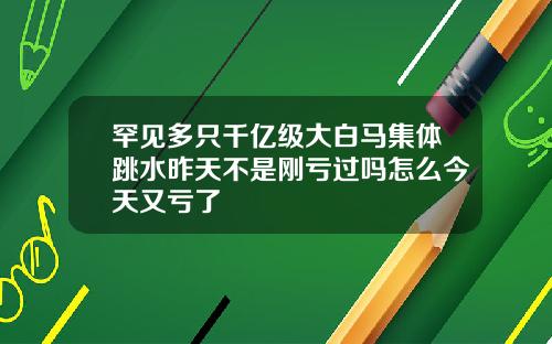 罕见多只千亿级大白马集体跳水昨天不是刚亏过吗怎么今天又亏了