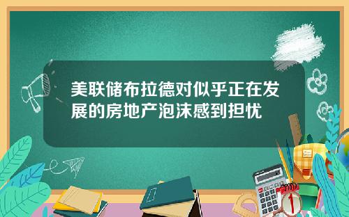 美联储布拉德对似乎正在发展的房地产泡沫感到担忧