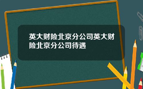 英大财险北京分公司英大财险北京分公司待遇