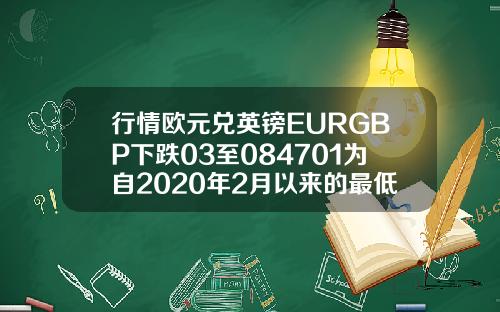 行情欧元兑英镑EURGBP下跌03至084701为自2020年2月以来的最低水平