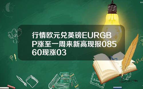 行情欧元兑英镑EURGBP涨至一周来新高现报08560现涨03