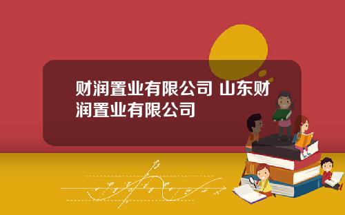 财润置业有限公司 山东财润置业有限公司