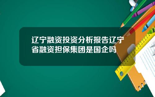 辽宁融资投资分析报告辽宁省融资担保集团是国企吗