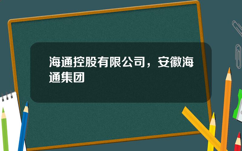 海通控股有限公司，安徽海通集团