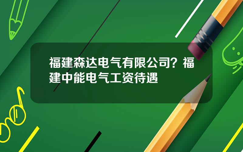 福建森达电气有限公司？福建中能电气工资待遇