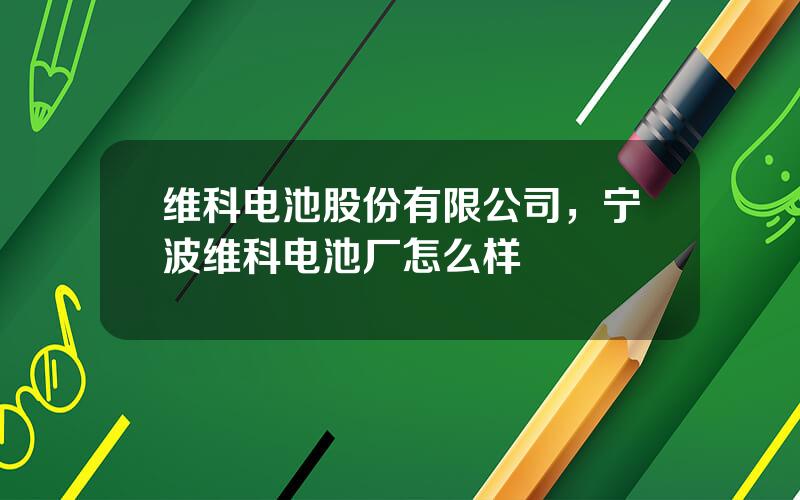 维科电池股份有限公司，宁波维科电池厂怎么样