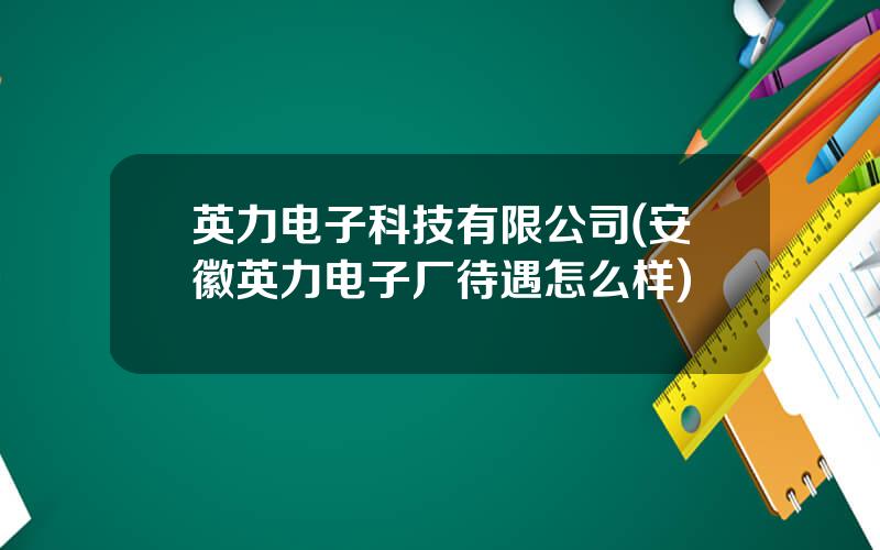 英力电子科技有限公司(安徽英力电子厂待遇怎么样)