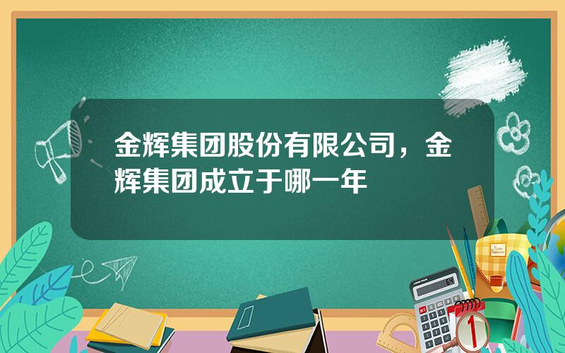 金辉集团股份有限公司，金辉集团成立于哪一年