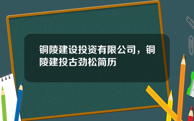 铜陵建设投资有限公司，铜陵建投古劲松简历